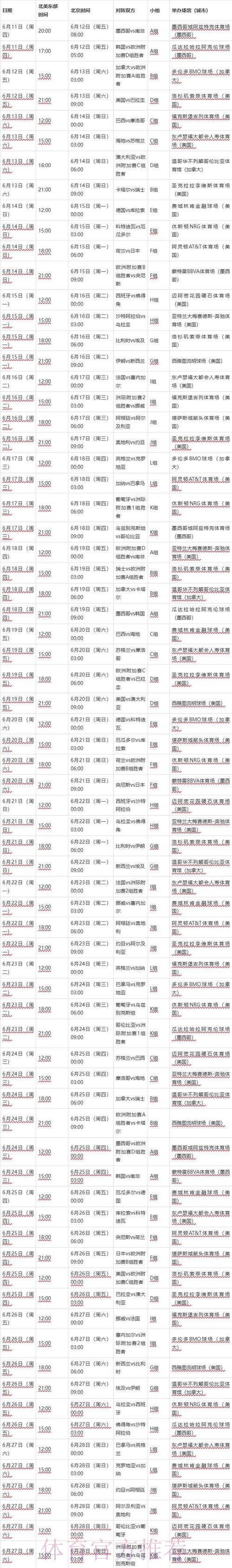 世界杯比赛时间地址